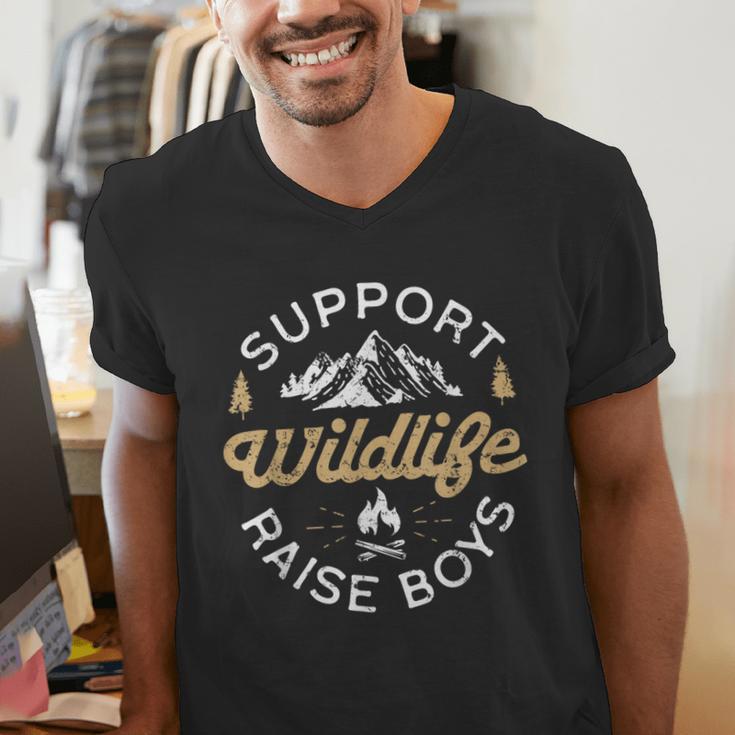 Support Wildlife Raise Boys Parent Mom & Dad Men's V-Neck T-Shirt