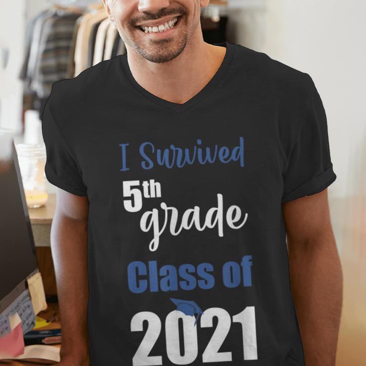 I Survived 5th Grade Class Of 2021 Quarantined Graduation 2 Men's V-Neck T-Shirt