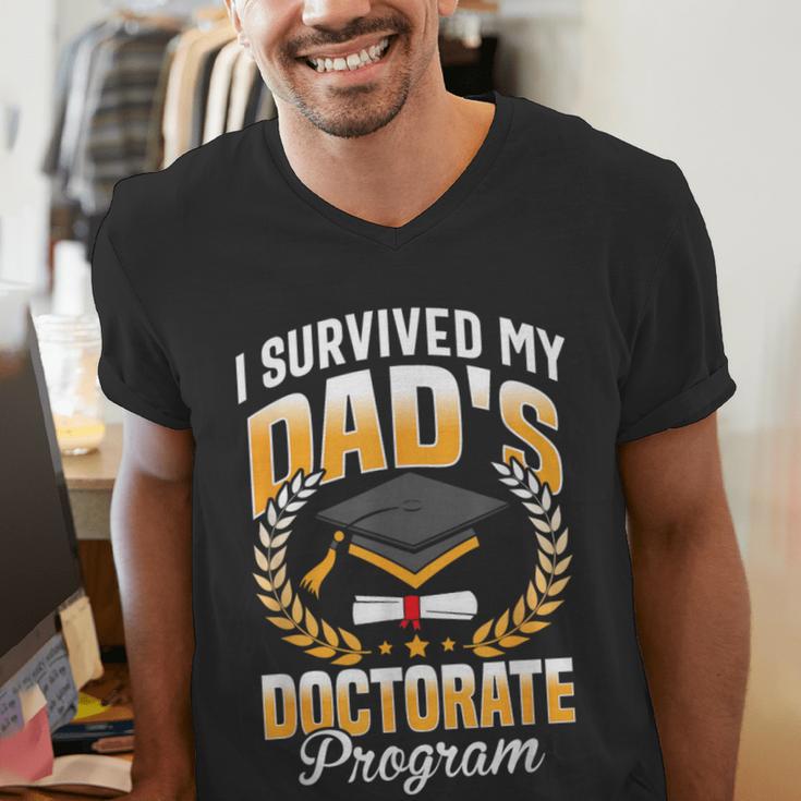i Survived My Dads Doctorate Program Graduation Men's V-Neck T-Shirt