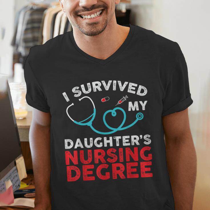 I Survived My Daughter's Nurse Degree School Graduation Men's V-Neck T-Shirt