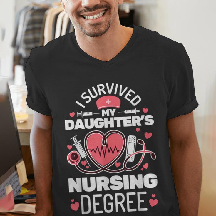 I Survived My Daughter's Nursing Degree School Graduation Men's V-Neck T-Shirt