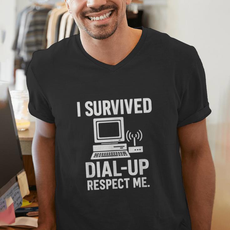 I Survived Dial-Up Internet – Retro 90s Nostalgia Men's V-Neck T-Shirt I Survived Dial-Up Internet – Retro 90s Nostalgia Men's V-Neck T-Shirt