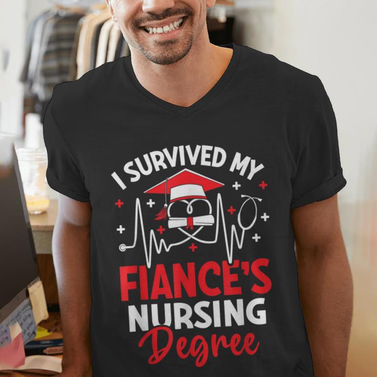 i Survived My Fiance's Nursing Degree Graduation Gifts Men's V-Neck T-Shirt