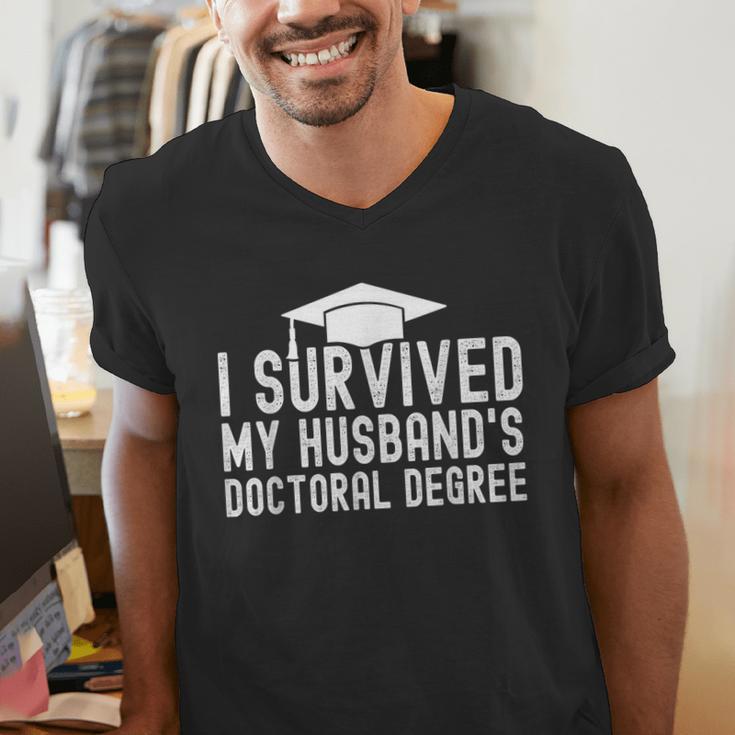 I Survived My Husband's Doctoral Degree Graduation Husband Men's V-Neck T-Shirt