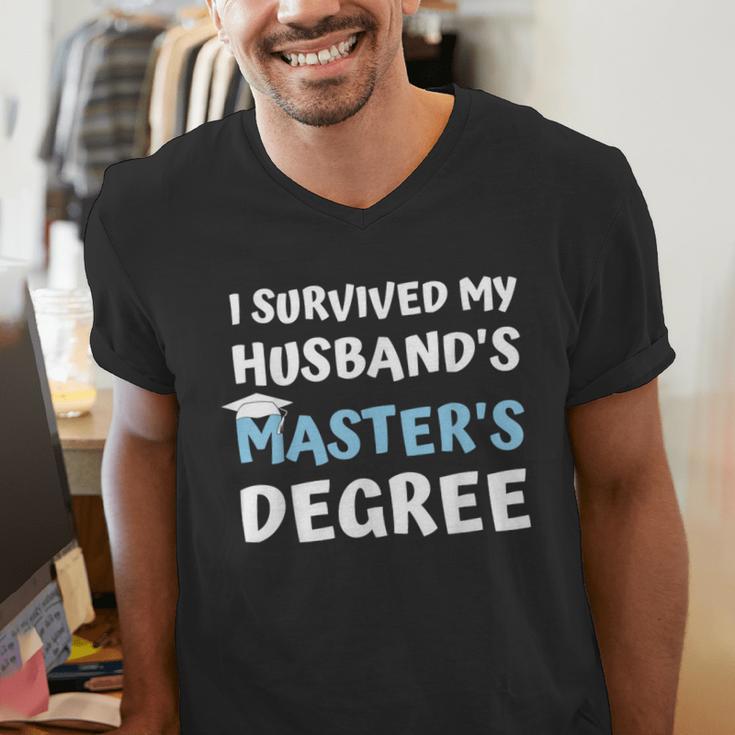 i Survived My Husbands Masters Degree College Graduation Men's V-Neck T-Shirt