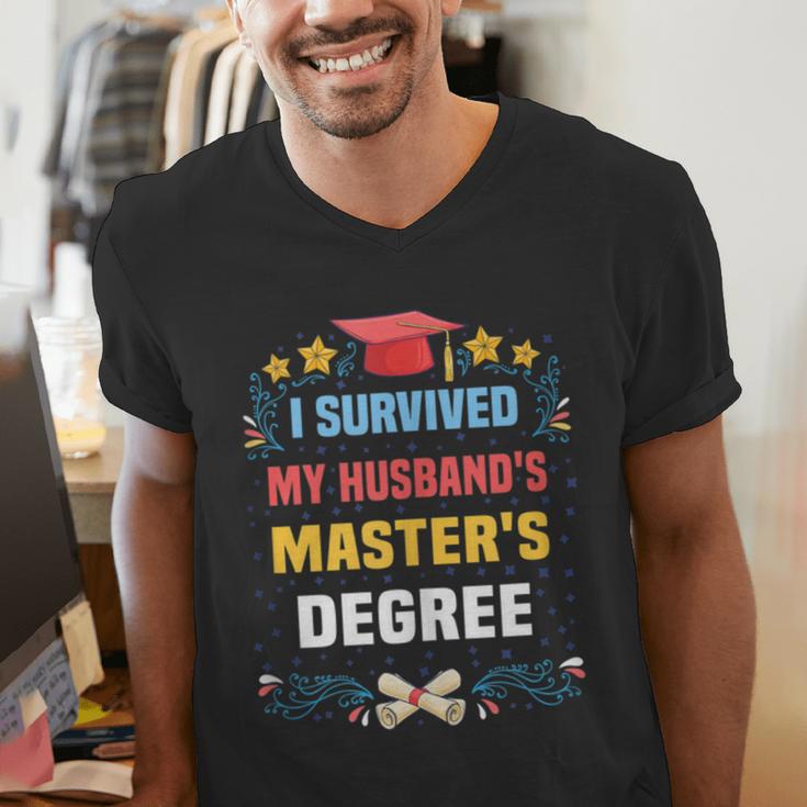 I Survived My Husband's Masters Degree Graduation Men's V-Neck T-Shirt