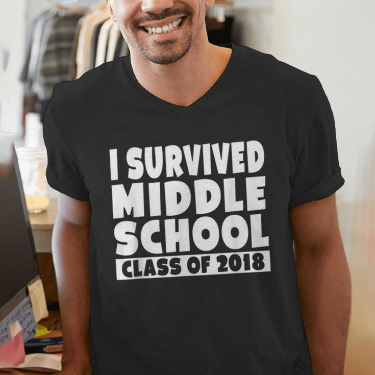 I Survived Middle School Class Of 2018 Graduation Men's V-Neck T-Shirt