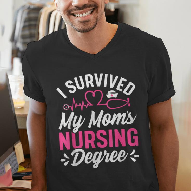 I Survived My Mom's Nursing Degree Nurse Graduation Men's V-Neck T-Shirt