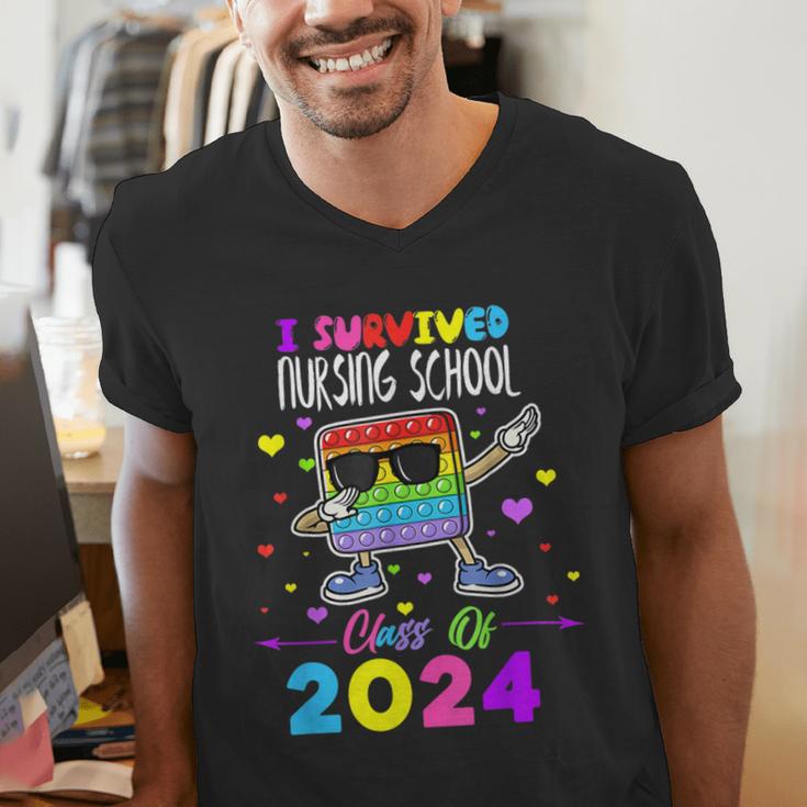 I Survived Nursing School Of 2024 Student Graduation 2024 Men's V-Neck T-Shirt