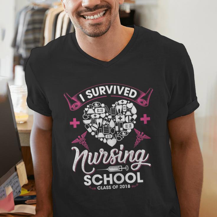 I Survived Nursing School Class Of 2018 Graduation T-Shirt Men's V-Neck T-Shirt
