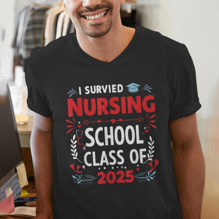 I Survived Nursing School Class Of 2025 Nurse Graduation Men's V-Neck T-Shirt