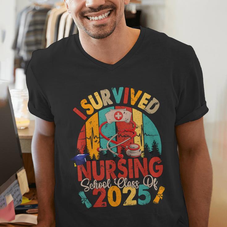 I Survived Nursing School Class Of 2025 Proud Graduation Men's V-Neck T-Shirt