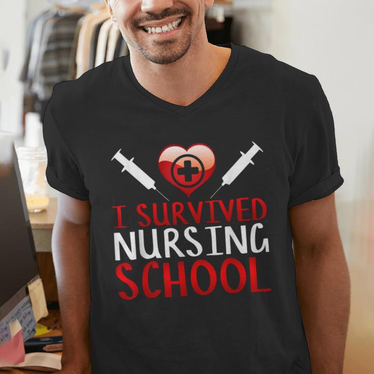 I Survived Nursing School Graduation Cool Men's V-Neck T-Shirt