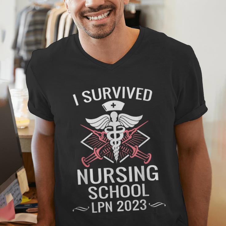 I Survived Nursing School LPN Class Of 2023 Nurse Graduation Men's V-Neck T-Shirt