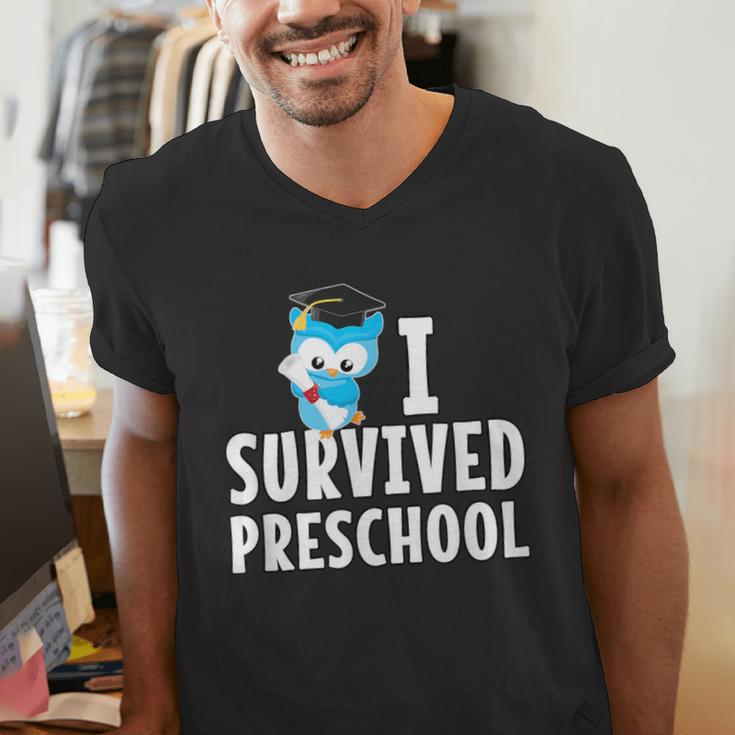 I Survived PreSchool Graduation Kids Owl Grad Shirt Men's V-Neck T-Shirt