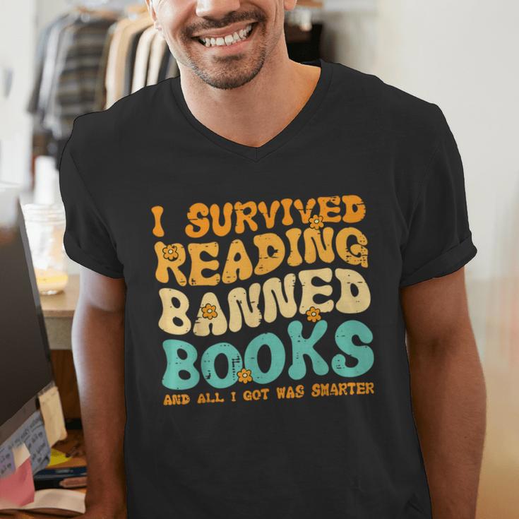 I Survived Reading Banned Books Read Librarian Men Women Men's V-Neck T-Shirt