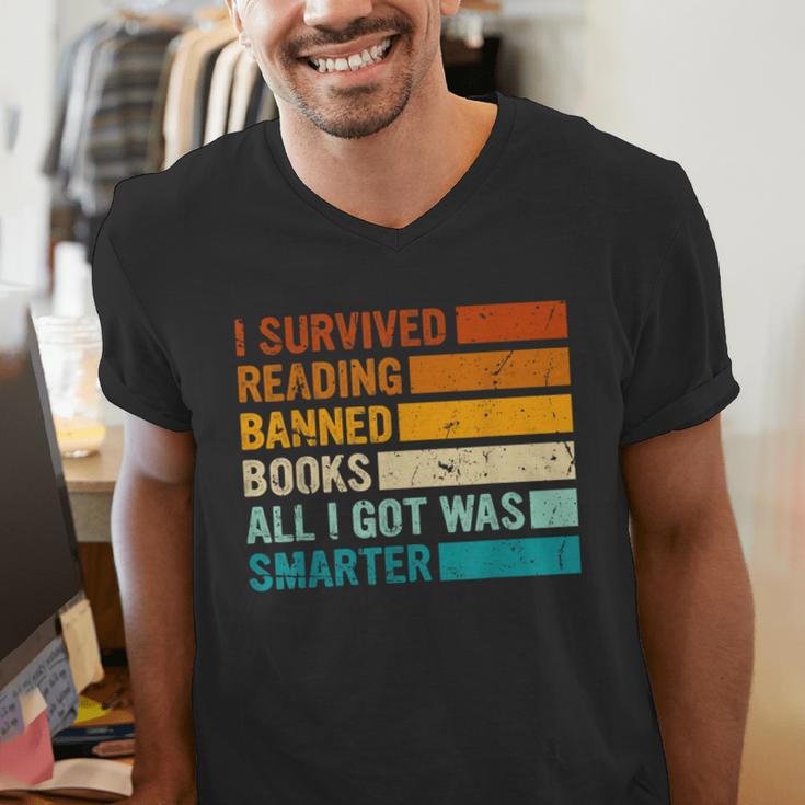 I Survived Reading Banned Books All I Got Was Smarter Men's V-Neck T-Shirt