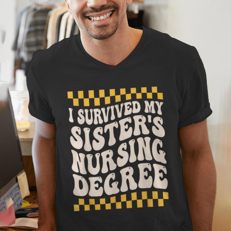 i Survived My Sisters Nursing Degree School Graduation Party Men's V-Neck T-Shirt