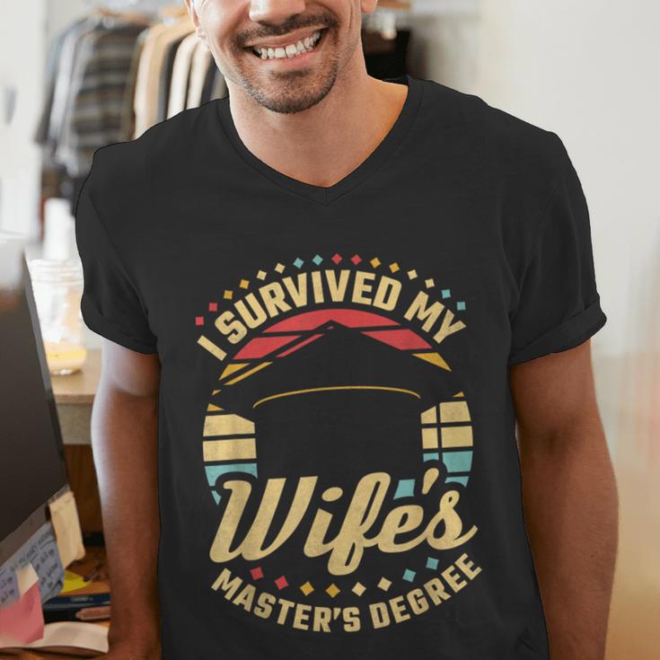Survived My Wife's Master's Degree College Graduation Men's V-Neck T-Shirt