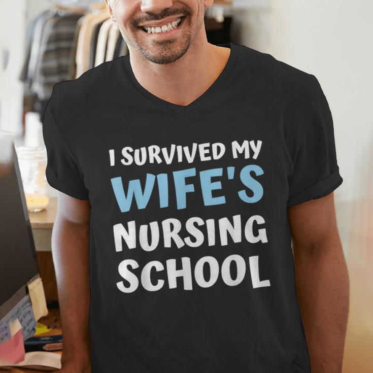 i Survived My Wifes Nursing School Degree Graduation Party Men's V-Neck T-Shirt