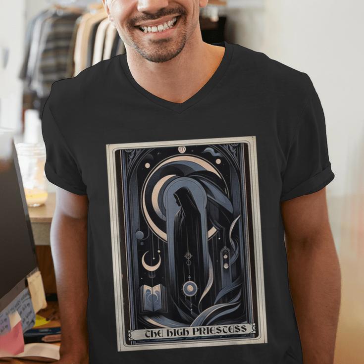 Tarot Cards Guide Book Esoteric Mysticism Clothing The High Priestess -Adults Small Classic Fit Short Sleeve Men's V-Neck T-Shirt Tarot Cards Guide Book Esoteric Mysticism Clothing The High Priestess -Adults Small Classic Fit Short Sleeve Men's V-Neck T-Shirt
