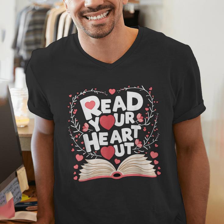 Teach Inspire Grow Everyday Read Your Heart Out Valentine Book-Themed Small Men's V-Neck T-Shirt Teach Inspire Grow Everyday Read Your Heart Out Valentine Book-Themed Small Men's V-Neck T-Shirt