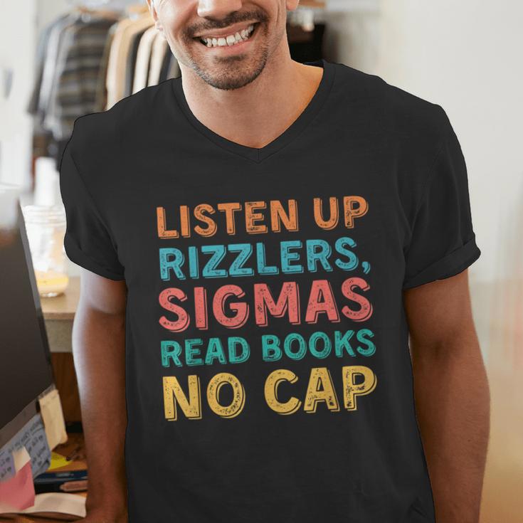Teacher English Read Books Listen Up Rizzlers Men's V-Neck T-Shirt Teacher English Read Books Listen Up Rizzlers Men's V-Neck T-Shirt