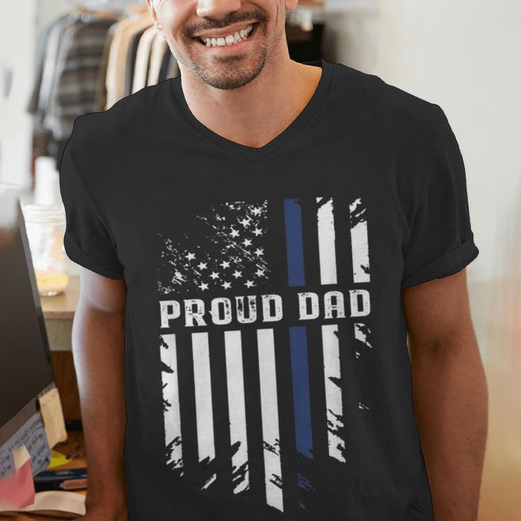 Thin Blue Line Proud Dad Police Family T-Shirt Men's V-Neck T-Shirt
