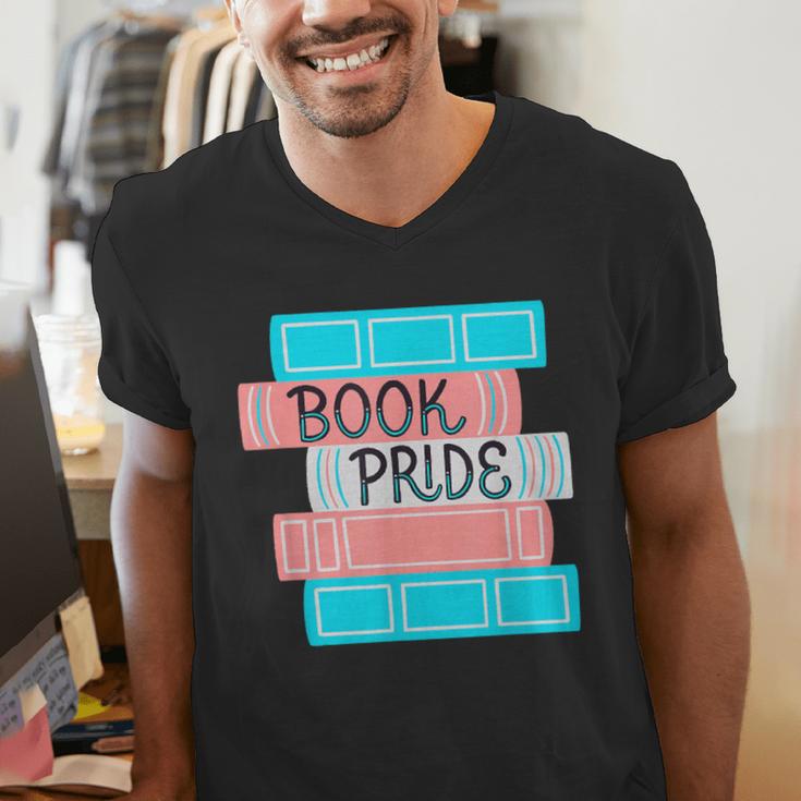 Threadless Grey Sky Chai Trans Book Pride Graphic Men's V-Neck T-Shirt