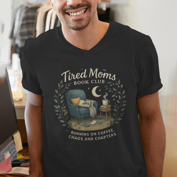 Tired Moms Book Club Coffee Chaos And Chapters Men's V-Neck T-Shirt Tired Moms Book Club Coffee Chaos And Chapters Men's V-Neck T-Shirt