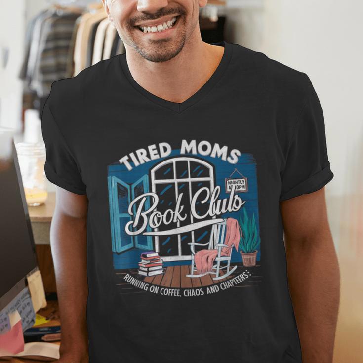 Tired Moms Book Club Coffee Chaos And Chapters Graphic Men's V-Neck T-Shirt Tired Moms Book Club Coffee Chaos And Chapters Graphic Men's V-Neck T-Shirt
