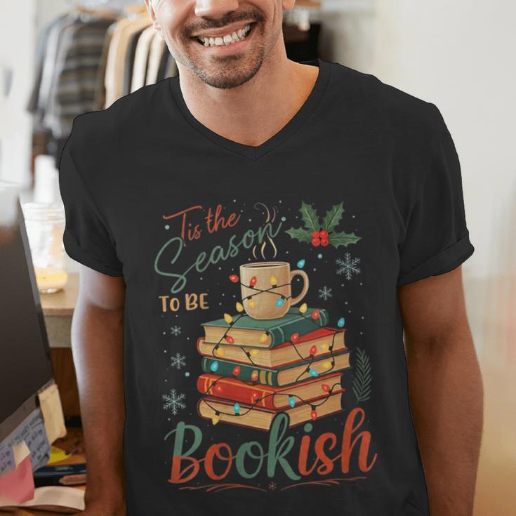 Tis The Season To Be Bookish Christmas Seasons Book Readings Men's V-Neck T-Shirt Tis The Season To Be Bookish Christmas Seasons Book Readings Men's V-Neck T-Shirt