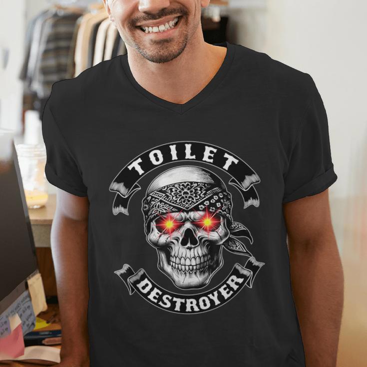 Toilet Destroyer Poop Jokes Dad Humor Poop Diarrhea Men's V-Neck T-Shirt Toilet Destroyer Poop Jokes Dad Humor Poop Diarrhea Men's V-Neck T-Shirt