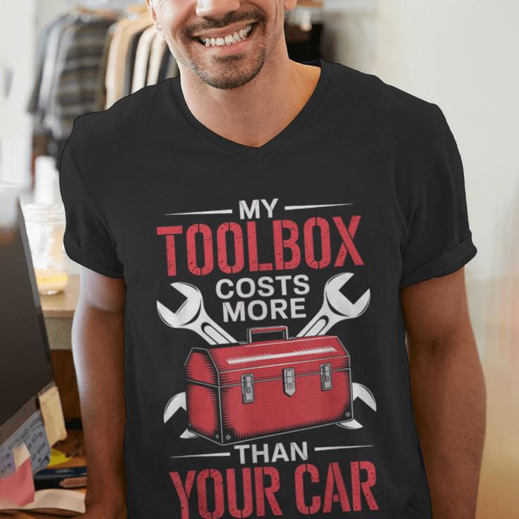 My Toolbox Costs More Than Your Car Mechanic Dad Rrepair Guy Men's V-Neck T-Shirt