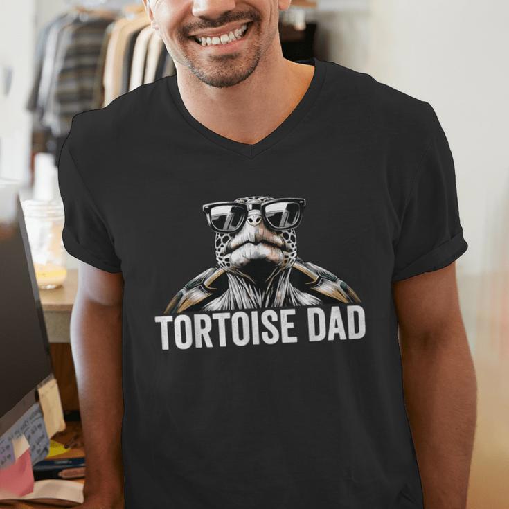 Tortoise Dad Tortoise With Sunglasses Vintage Tortoise Dad Men's V-Neck T-Shirt