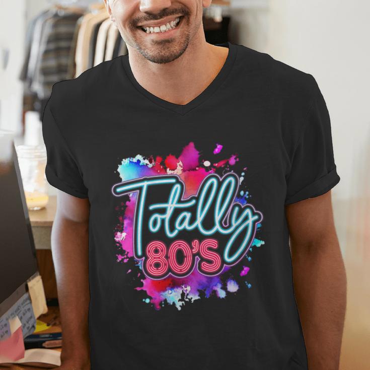 Totally 80's Colorful Retro 1980s Style Nostalgia Vibe Men's V-Neck T-Shirt