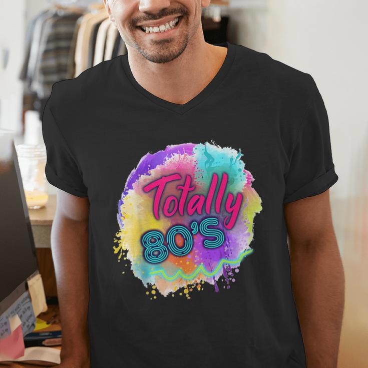 Totally 80's Tie Dye Retro Vibes 1980s Style Nostalgia Men's V-Neck T-Shirt