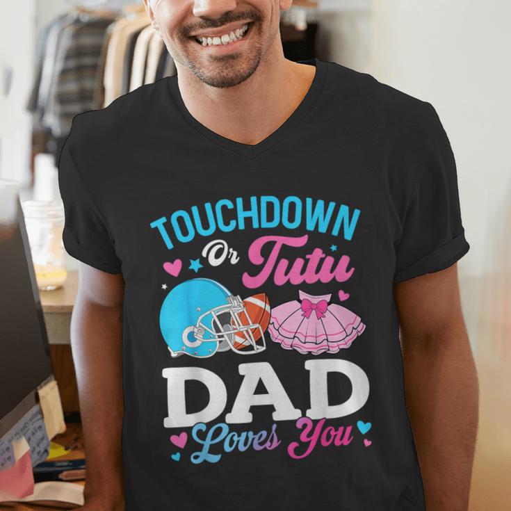 Touchdown Or Tutu Dad Loves You Gender Reveal Family Men's V-Neck T-Shirt