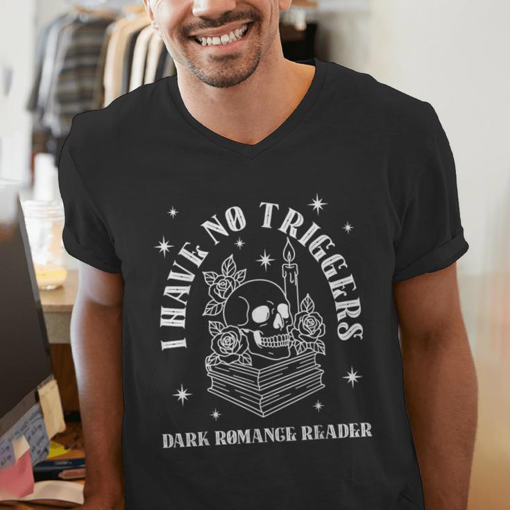 Trigger Warning Dark Romance Reader Bookish No Triggers Book Men's V-Neck T-Shirt