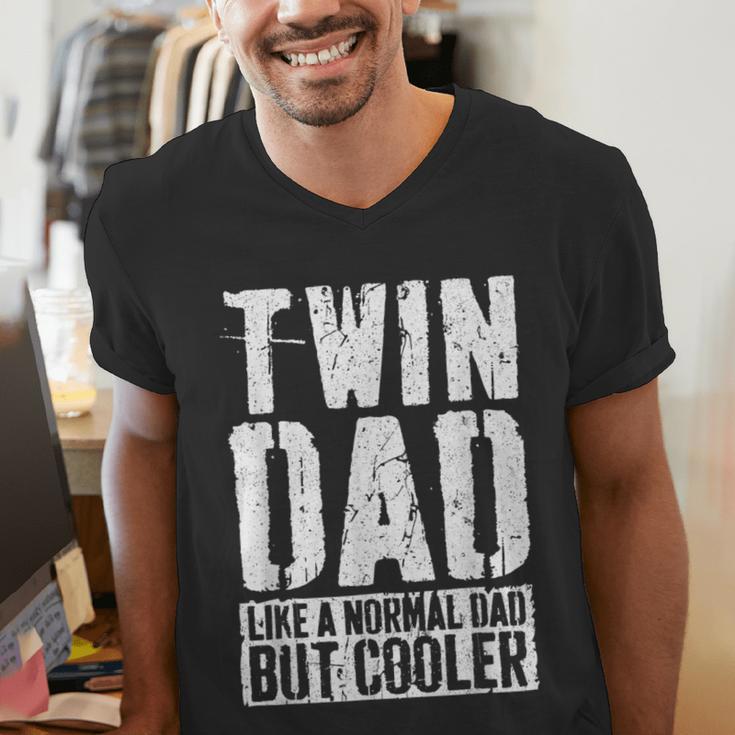 Twin Dad Shirt Men Dad Of Twins Fathers Day Men's V-Neck T-Shirt