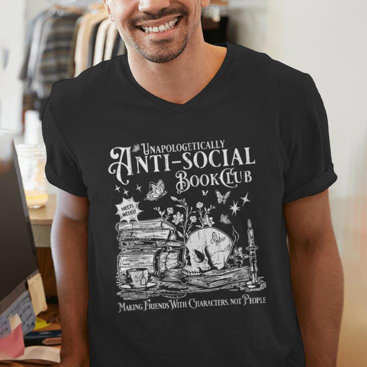 Unapologetically Anti Social Book Club Introvert Reader Men's V-Neck T-Shirt