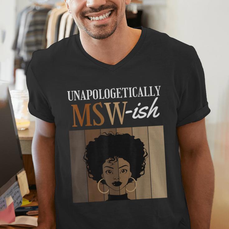 Unapologetically MSW-Ish Student Graduation Afro Men's V-Neck T-Shirt