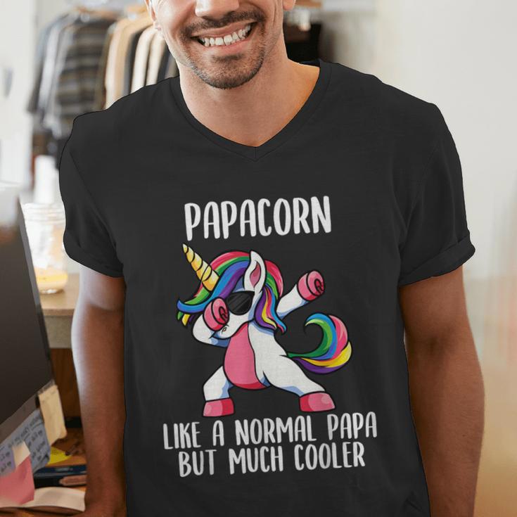 Unicorn Dad Girl Birthday Party Clothing Papacorn Men's V-Neck T-Shirt