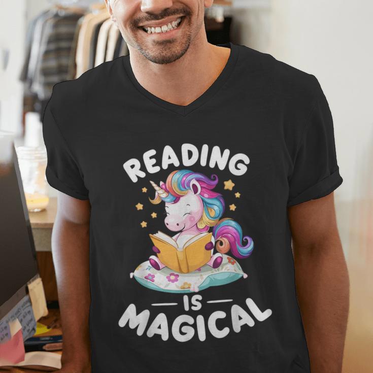 Unicorn Teacher Reading Is Magical Book Men's V-Neck T-Shirt