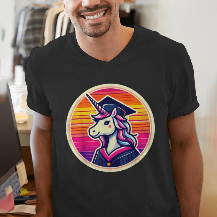 Unicorn University Graduation Graduating School Girl Cute Men's V-Neck T-Shirt