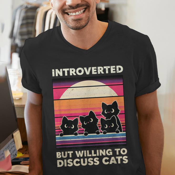 Unique Art For Introverted Cat Fans -Adults Cat Humorous Introvert Small Men's V-Neck T-Shirt