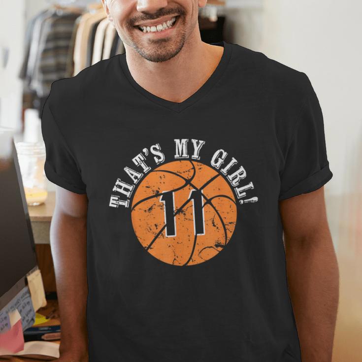 Unique That's My Girl 11 Basketball Player Mom Or Dad Men's V-Neck T-Shirt
