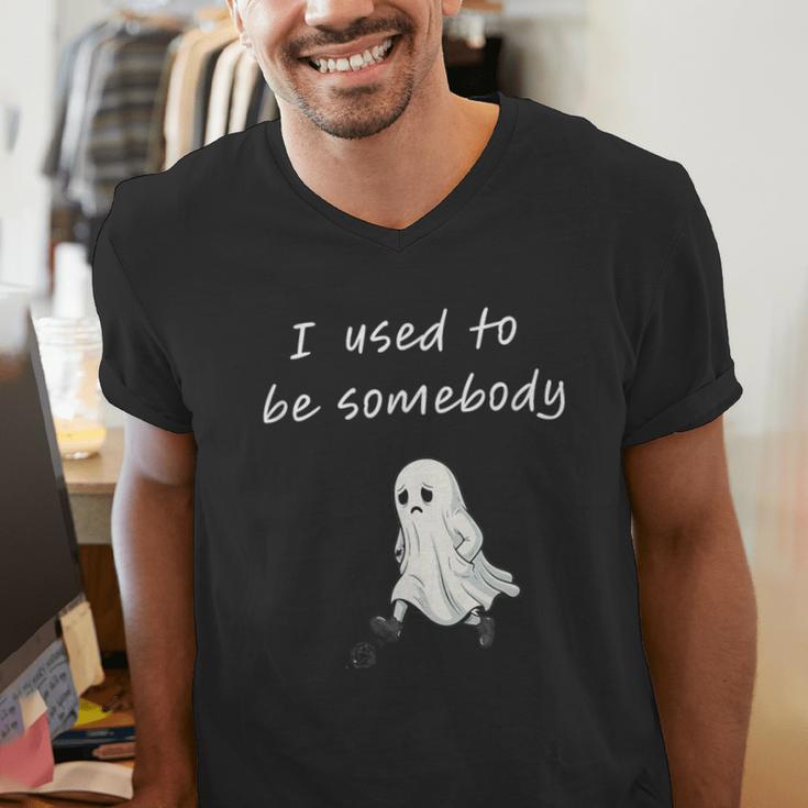 I Used To Be Somebody Nostalgia Halloween Spooky Season Men's V-Neck T-Shirt I Used To Be Somebody Nostalgia Halloween Spooky Season Men's V-Neck T-Shirt