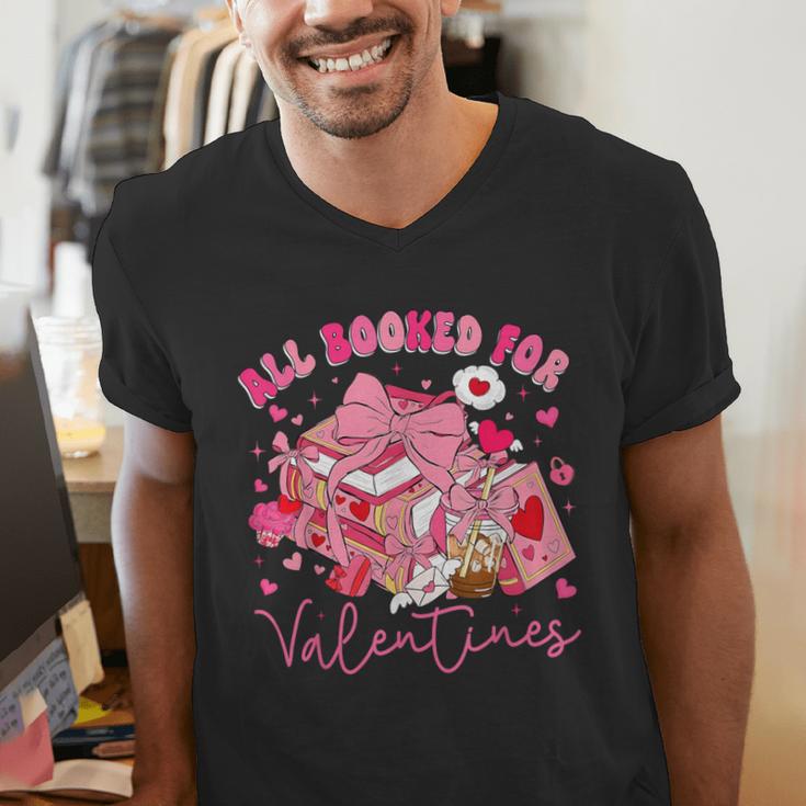 Valentine All Booked Book Coffee Coquette Bow Girl Women Men's V-Neck T-Shirt