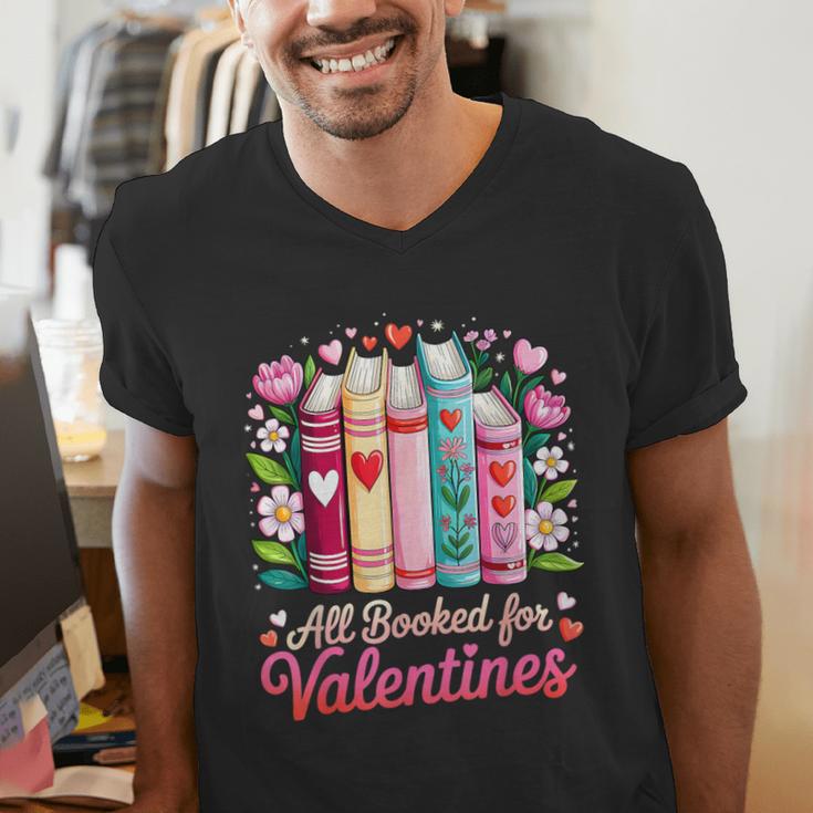 Valentine All Booked For Valentine Book Lovers Teacher Kid Men's V-Neck T-Shirt